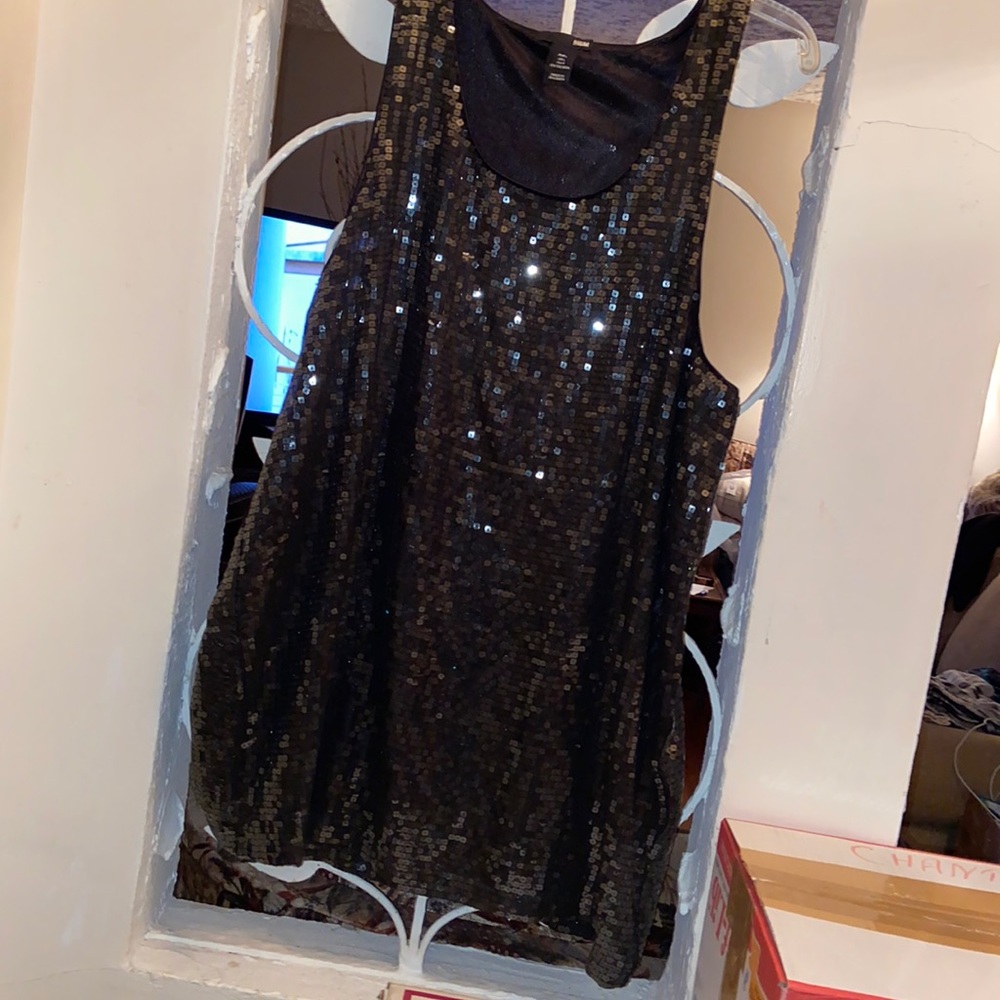 H&M black sequin tank dress